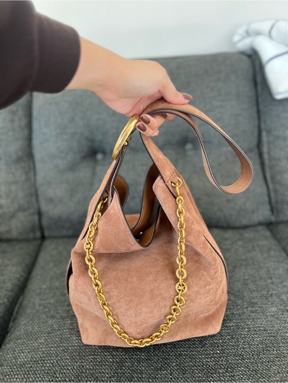 Michael Kors Nolita Large Suede Bucket Tote Bag